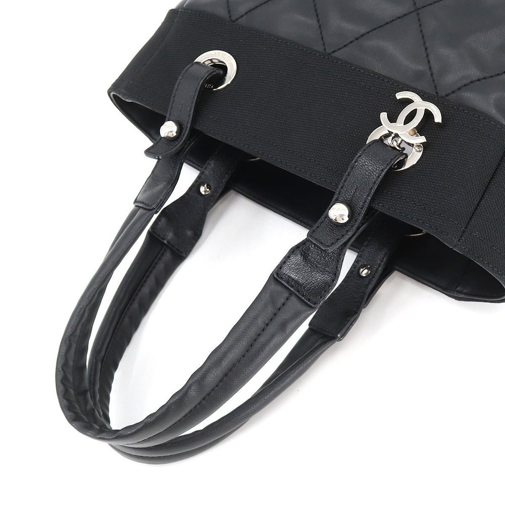 Chanel Paris Biarritz PM Tote Bag Pvc Nylon Leather Black - Picture 5 of 9
